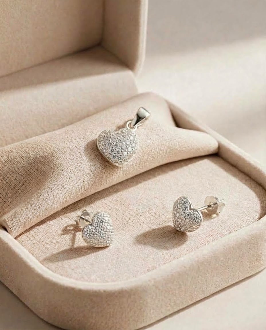 Set Corazón Pavé en plata 925 — MARDAN JOYAS